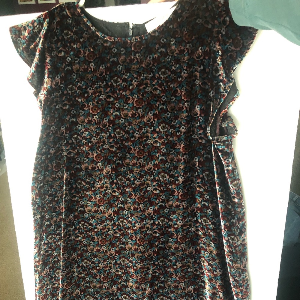 Ann Taylor Loft Black Dress/Flowers, Stretch Sz M